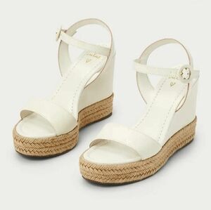 Lulus Vittoria Bone Leather Platform Espadrille Wedges NEW 8.5